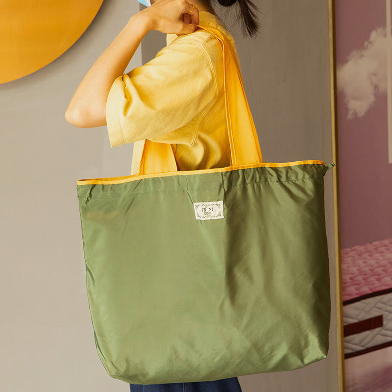 Large Capacity Drawstring Foldable Shoulder Tote Bag for Women