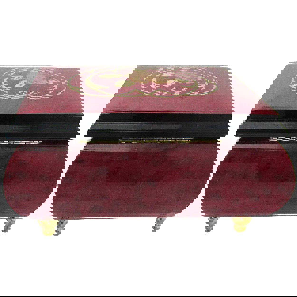 Italian Music Box, 5, Red Wine with Heart Floral Inlay