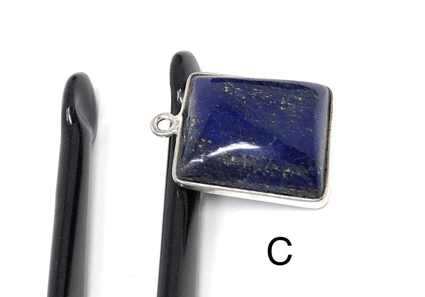 Sterling Silver Natural Lapis Lazuli Bezel Charm for Jewelry Making