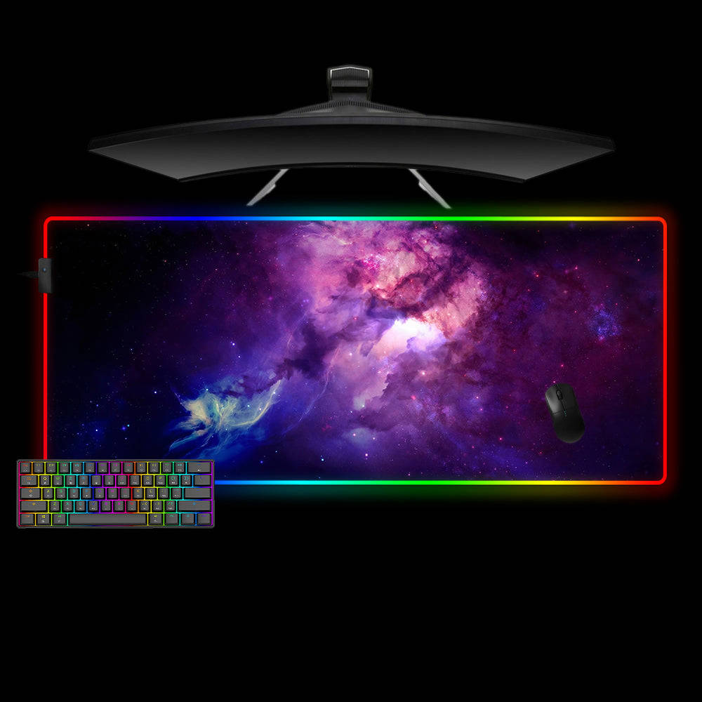 Purple & Blue Galaxy RGB Gaming Mouse Pad with LED Strip