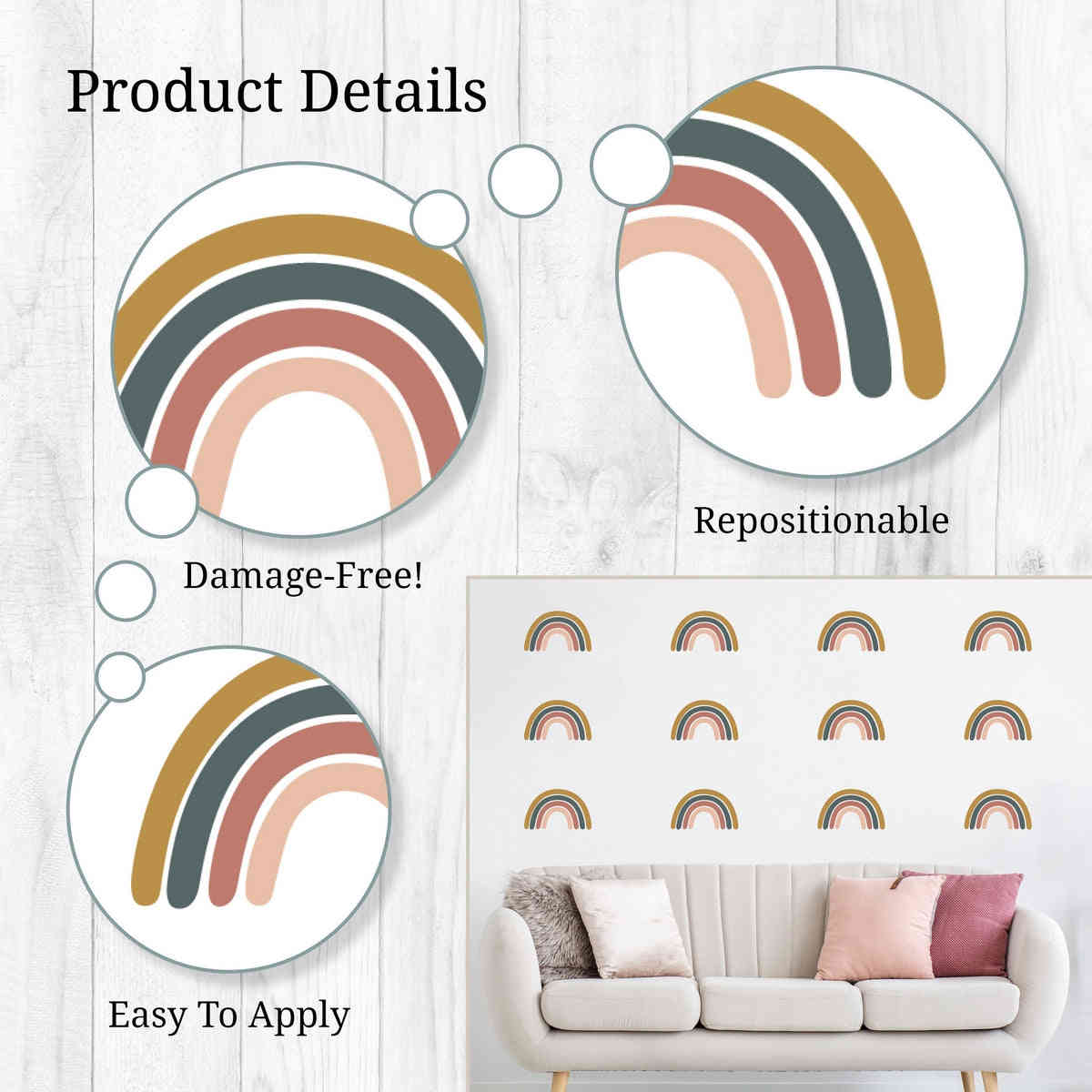 Neutral Rainbow Wall Decals
