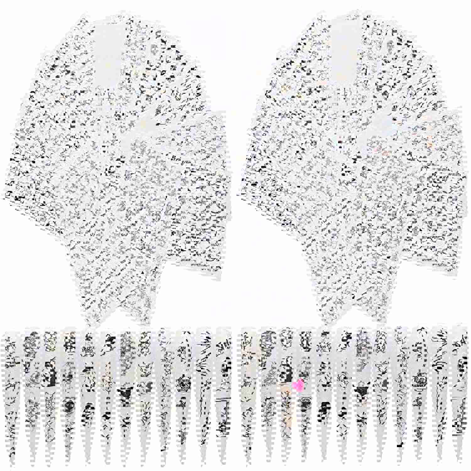 NAIL ANGEL 12 Sheets Nail Art Adhesive Sticker Sheets - Black Crown, Beauty Flower, Butterfly Shapes