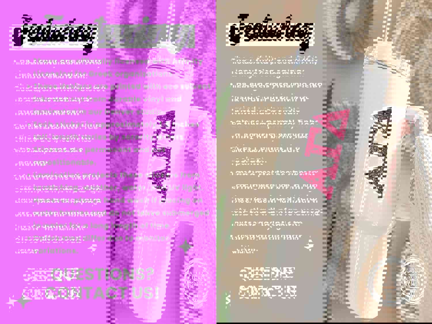 Alpha Gamma Delta Vinyl Sticker - Pink Sequin Sorority Decal