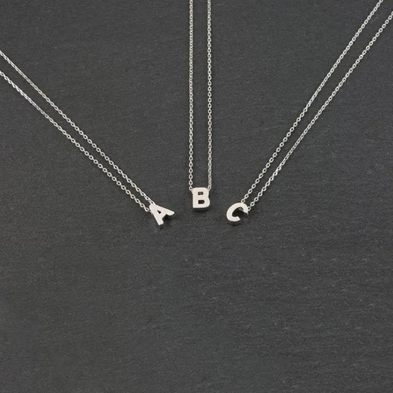Women's Initial Charm Necklace - Fashion Metal Letter Pendant Chain Jewelry