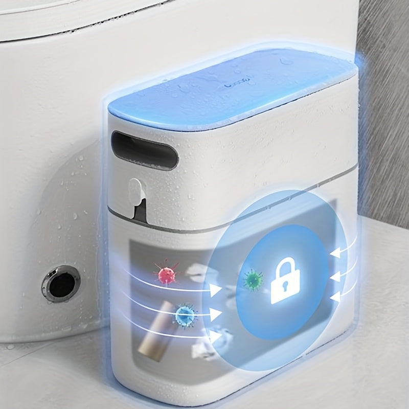 1pc Large Capacity Automatic Packing Trash Can with Lid for Household Toilet