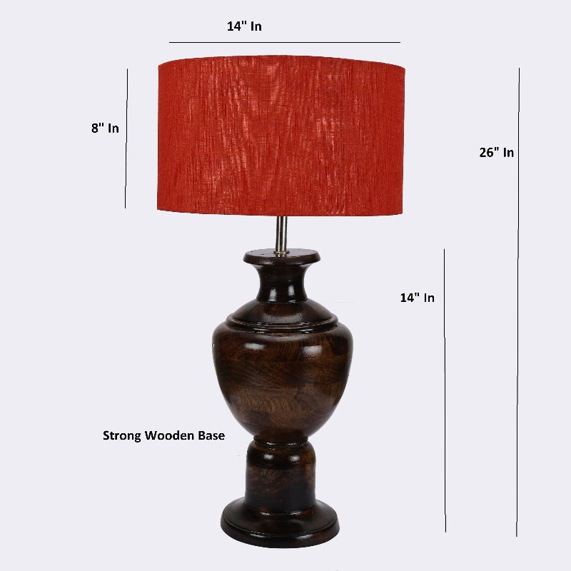 BTR CRAFTS Spotted Wooden Big Matki Table Lamp (Bulb not Included)