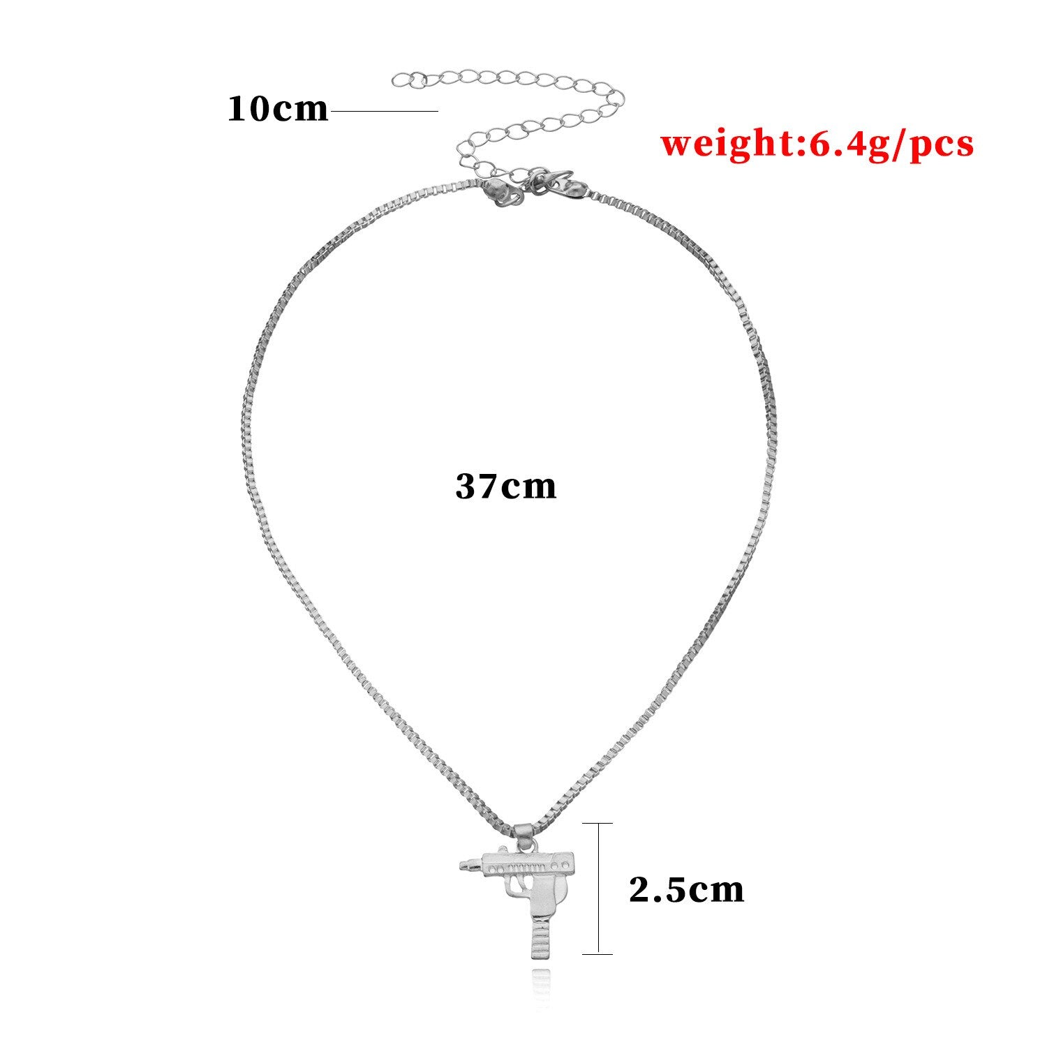 Uzi Small Pistol Pendant Necklace - Punk Style Women's Choker Necklace