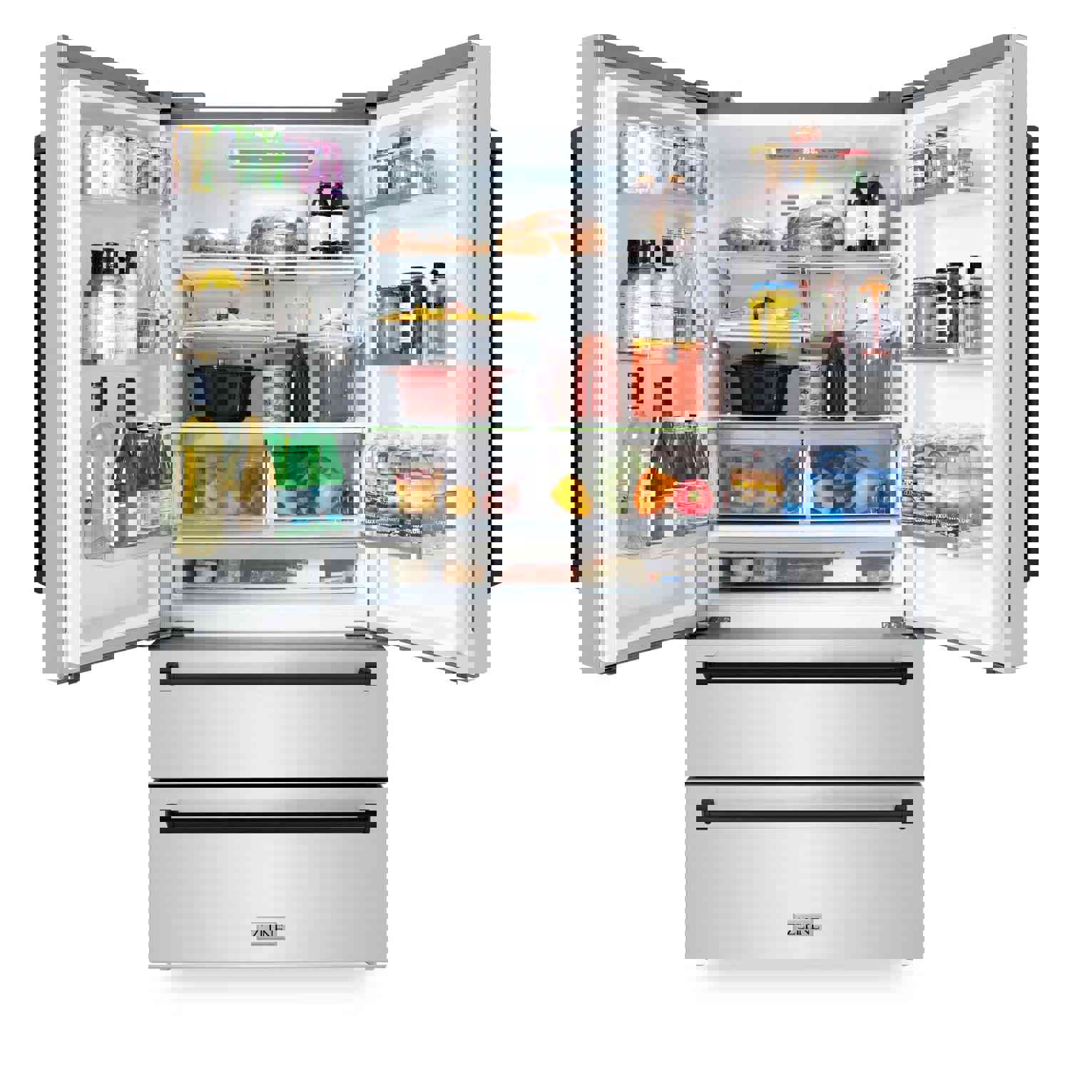 ZLINE 36 In. Autograph 22.5 cu. ft. Refrigerator with Ice Maker in Fingerprint Resistant Stainless Steel and Matte Black Accents