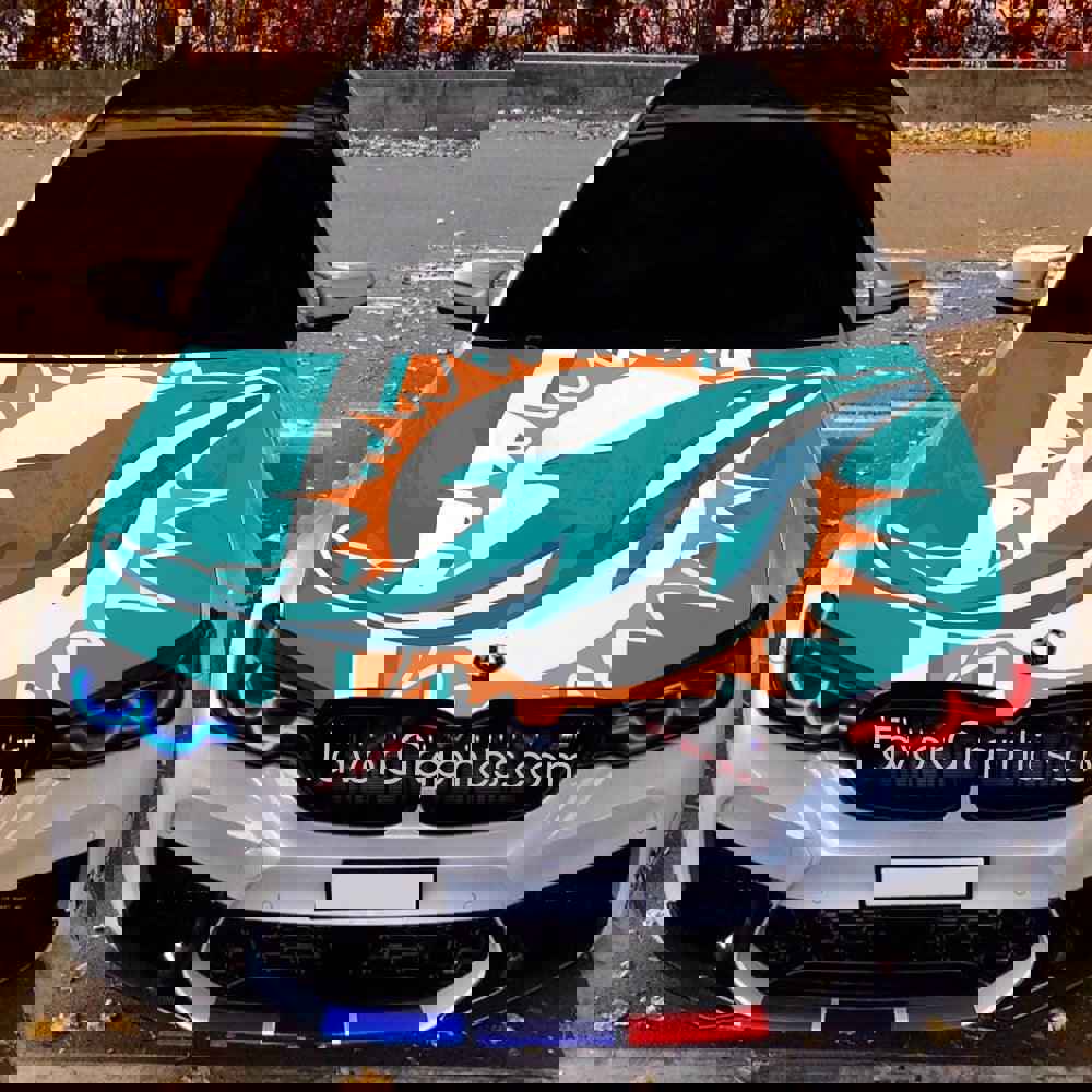 Miami Dolphins Itasha Car Vinyl Hood Wrap Decal Sticker
