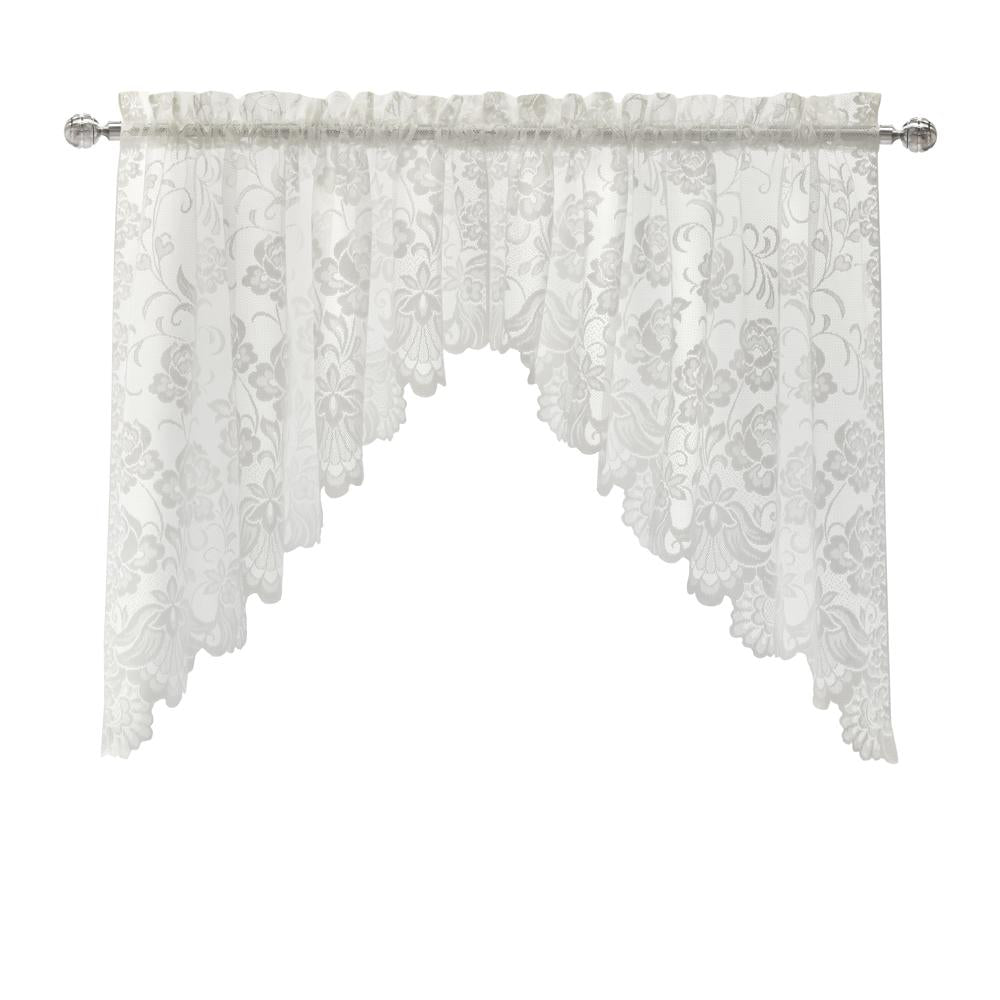 Habitat Limoges Sheer Rod Pocket Floral Lace Swag Valance Set - 72 x 32 White