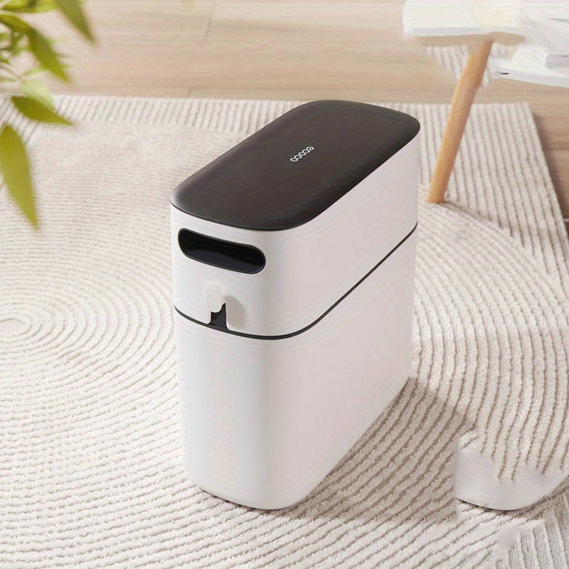 1pc Large Capacity Automatic Packing Trash Can with Lid for Household Toilet