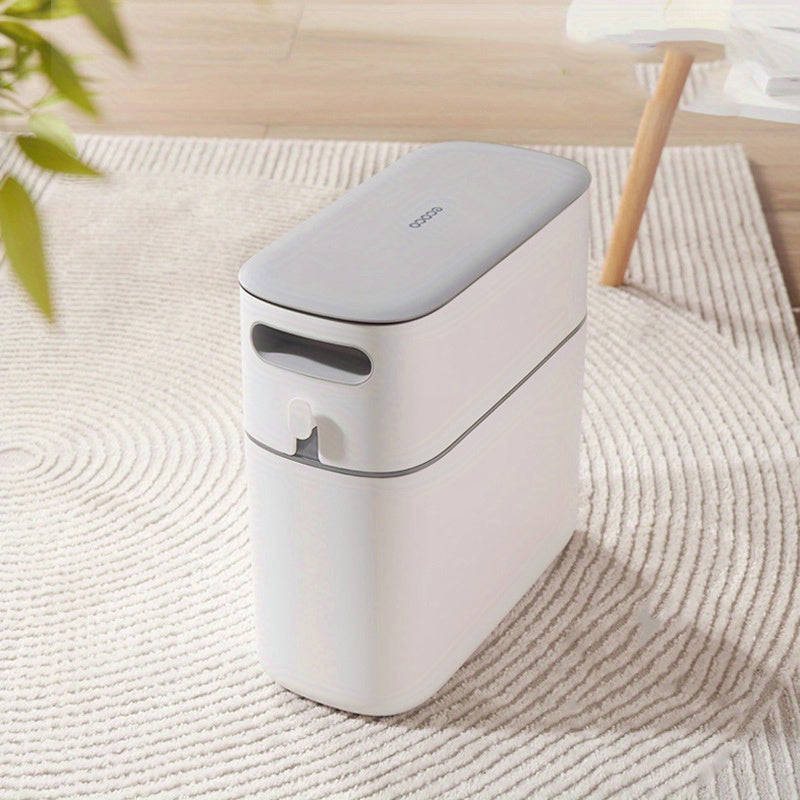 1pc Large Capacity Automatic Packing Trash Can with Lid for Household Toilet