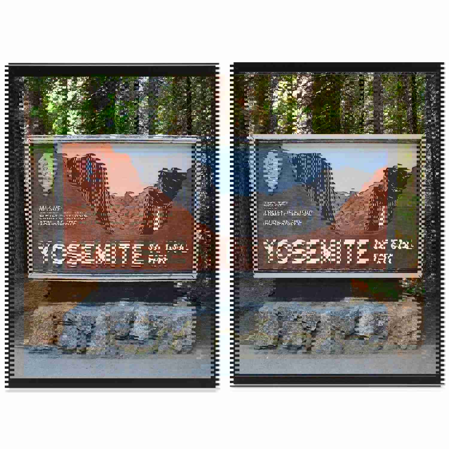 Yosemite National Park Sign Landscape Photo Canvas Print Wall Art