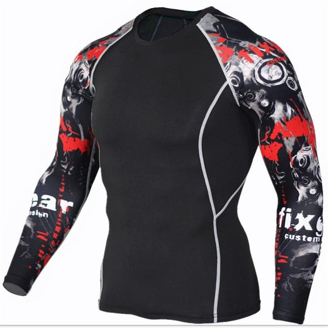 Plus Size 2pcs/set Men's Tracksuit Sport Suit Gym Fitness Compression Clothing
