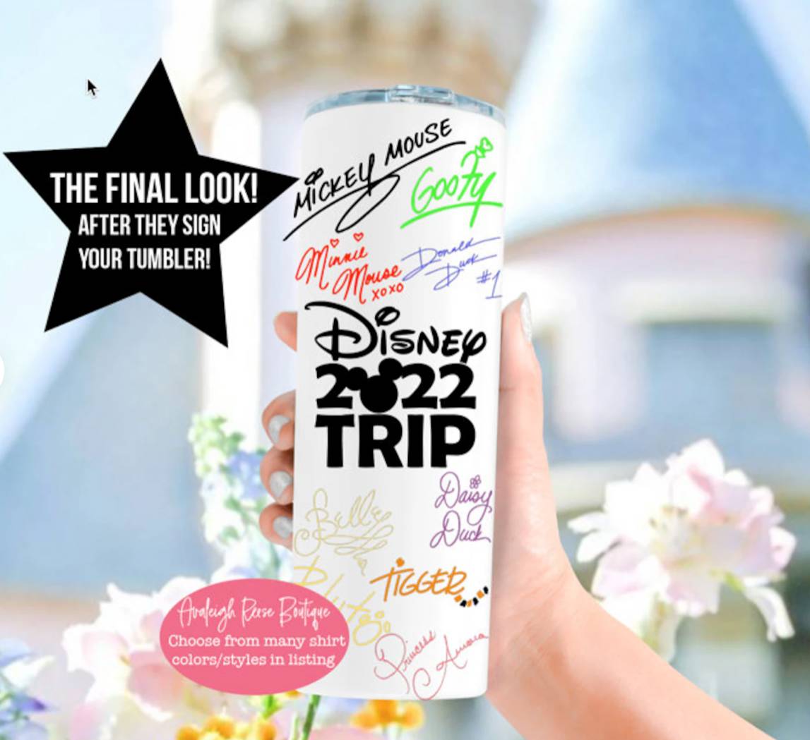 Disney Autograph 20oz Tumbler - Stainless Steel with Lid and Straw - Perfect Gift for Disney Fans