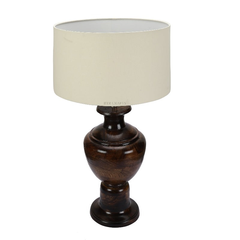 BTR CRAFTS Spotted Wooden Big Matki Table Lamp (Bulb not Included)