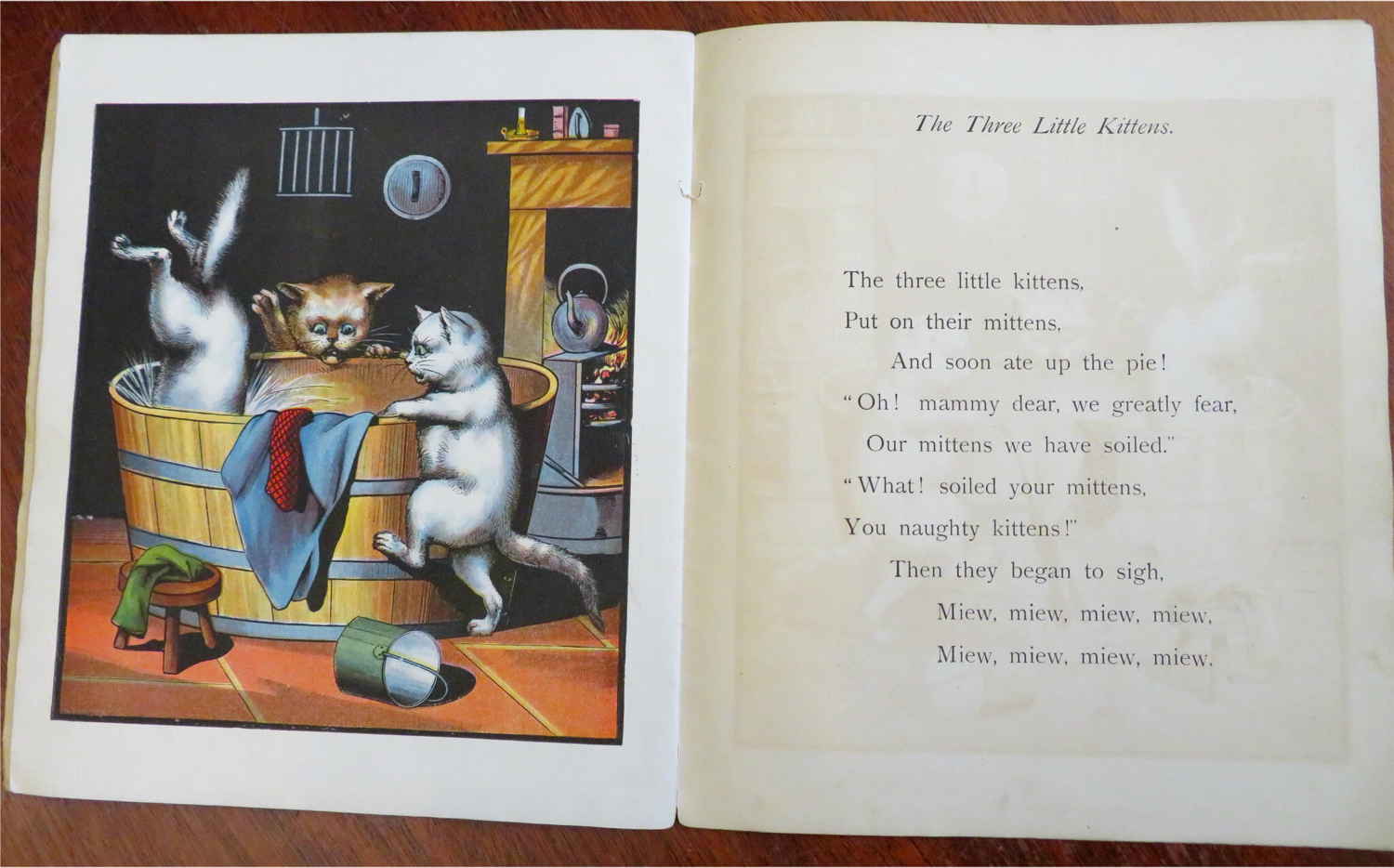 Three Little Kittens c. 1870 McLoughlin Brothers Illustrated Children's Book