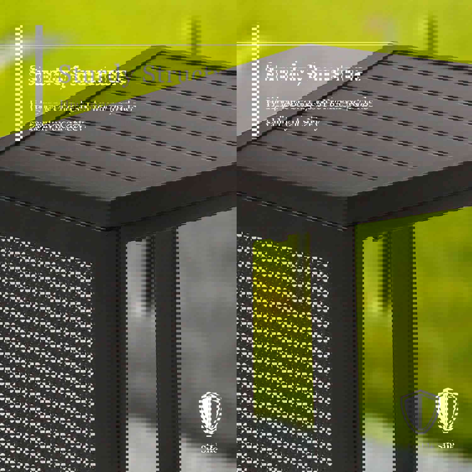 Outdoor Trapezoid Metal Side Table Patio Wedge All Weather End Table, Black
