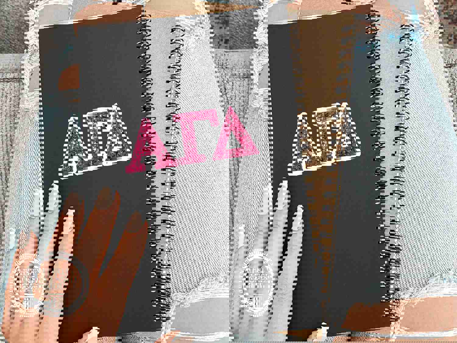 Alpha Gamma Delta Vinyl Sticker - Pink Sequin Sorority Decal