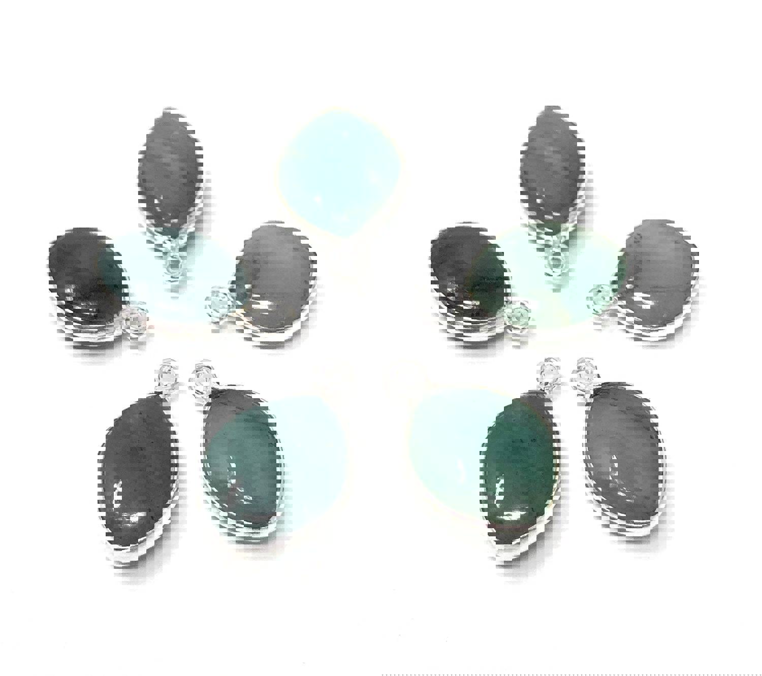 5Pcs Sterling Silver Emerald Gemstone Charms for DIY Jewelry Making - May Birthstone