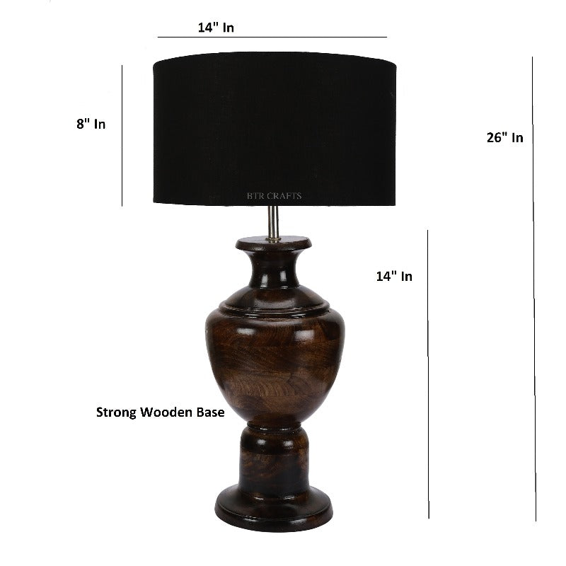 BTR CRAFTS Spotted Wooden Big Matki Table Lamp (Bulb not Included)