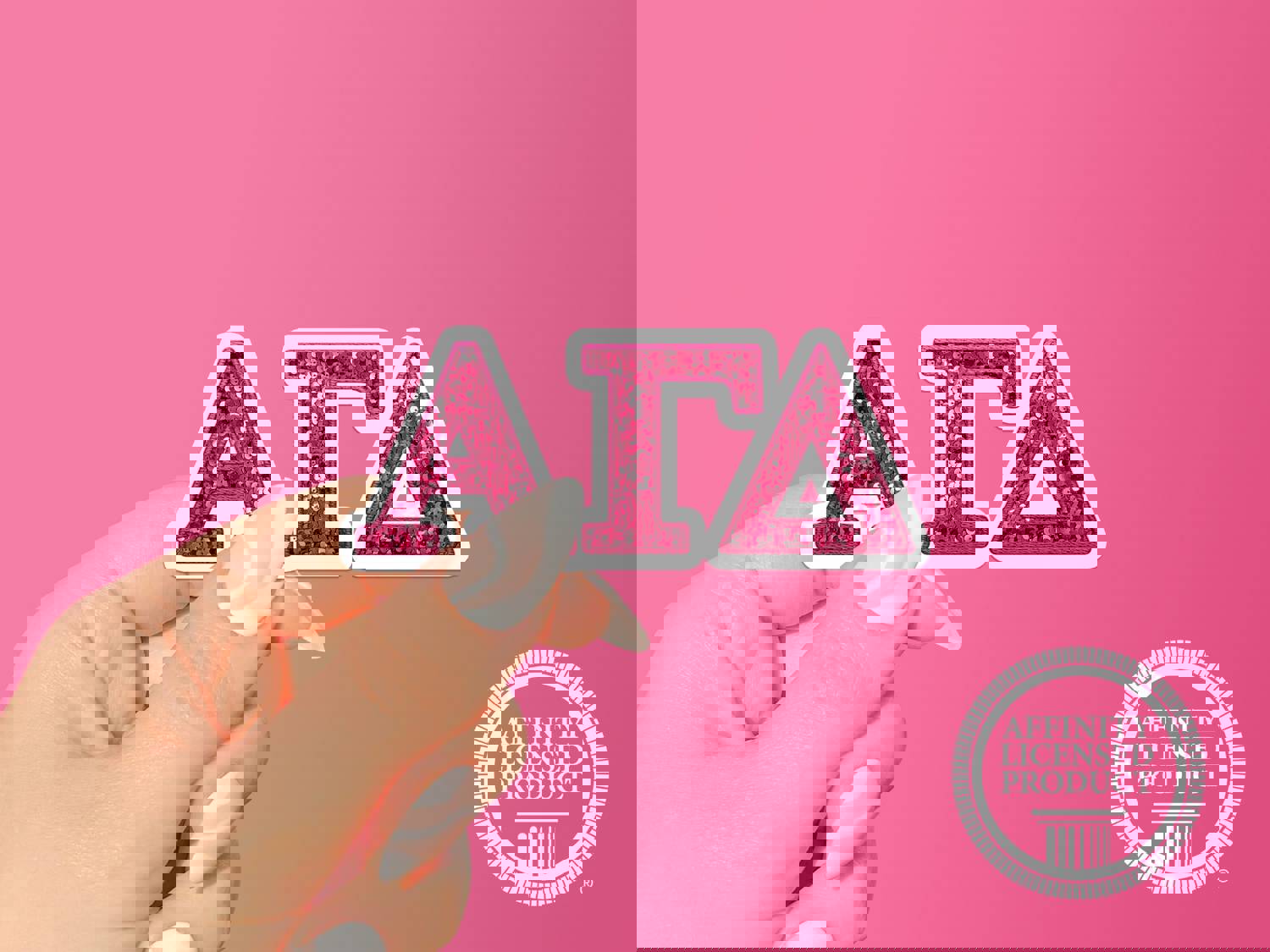 Alpha Gamma Delta Vinyl Sticker - Pink Sequin Sorority Decal