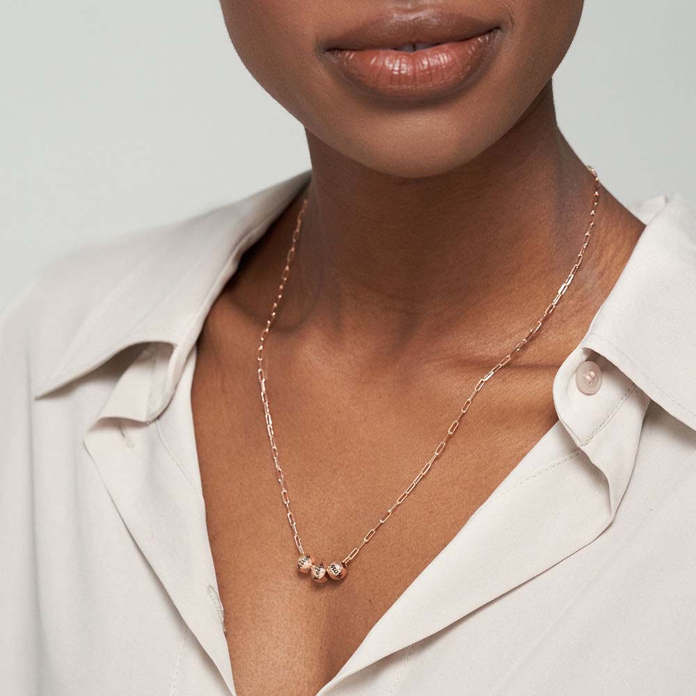 Custom Text Bead Necklace Personalized Silver Name Necklace Jewelry Design for Mother's Day Gift