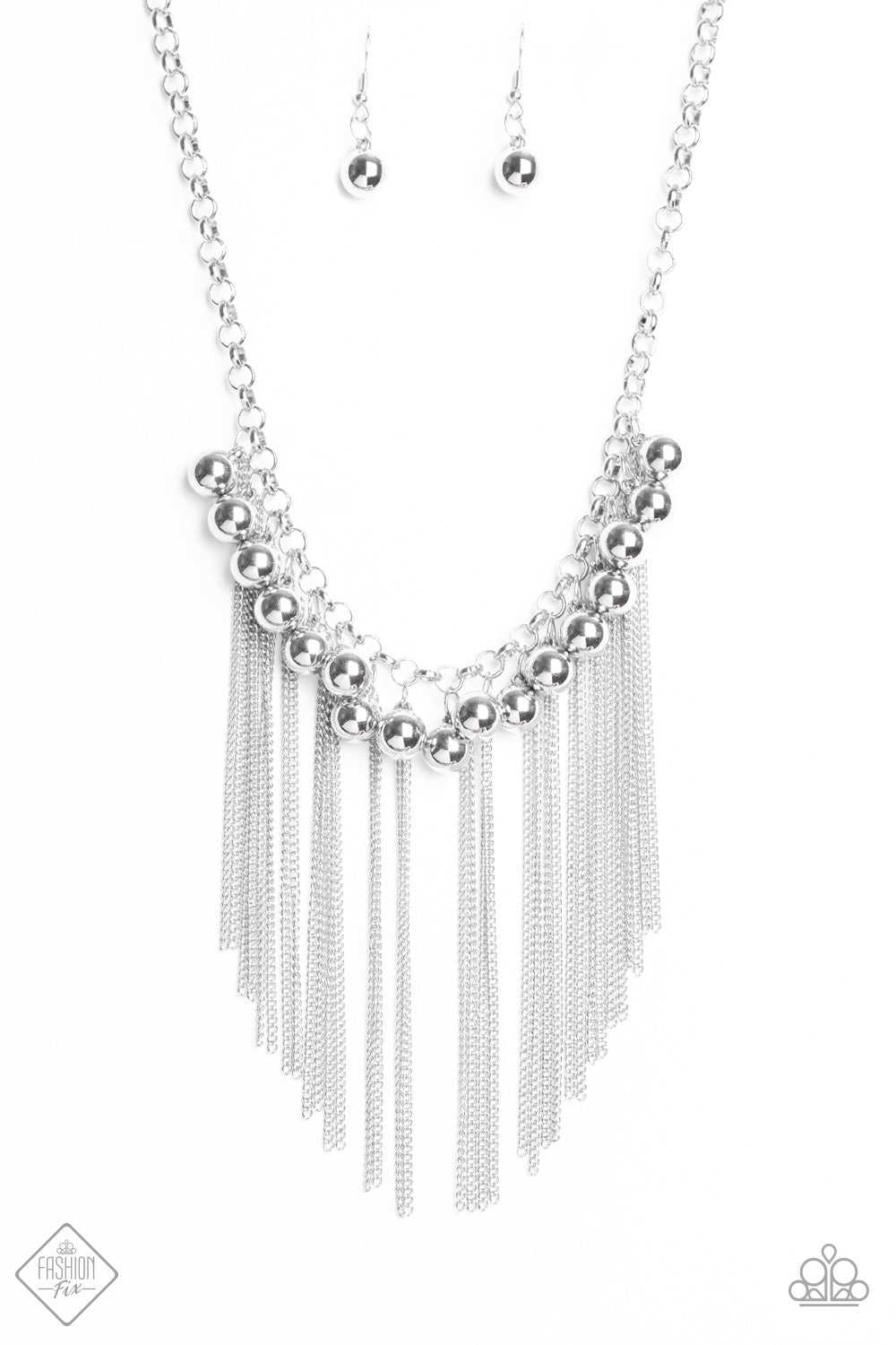 Paparazzi Powerhouse Prowl - Silver Necklace & Earrings Set