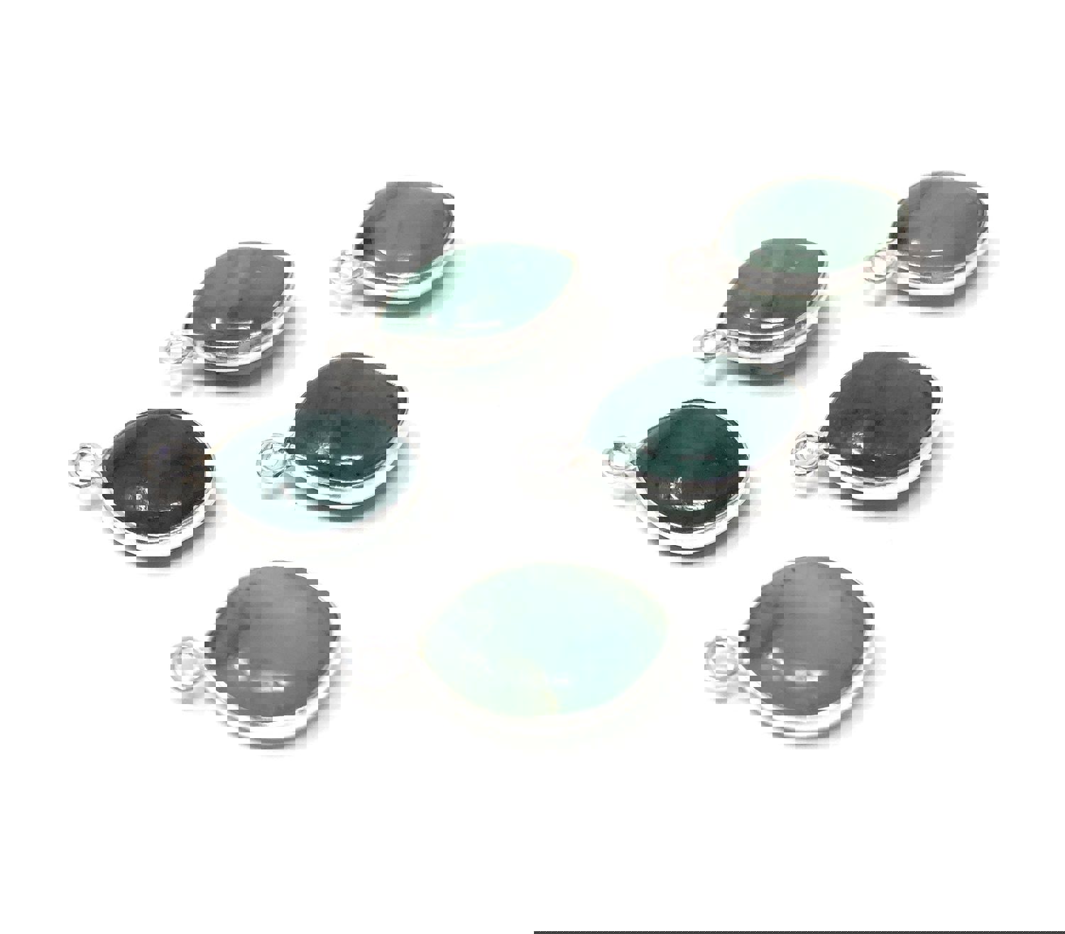 5Pcs Sterling Silver Emerald Gemstone Charms for DIY Jewelry Making - May Birthstone