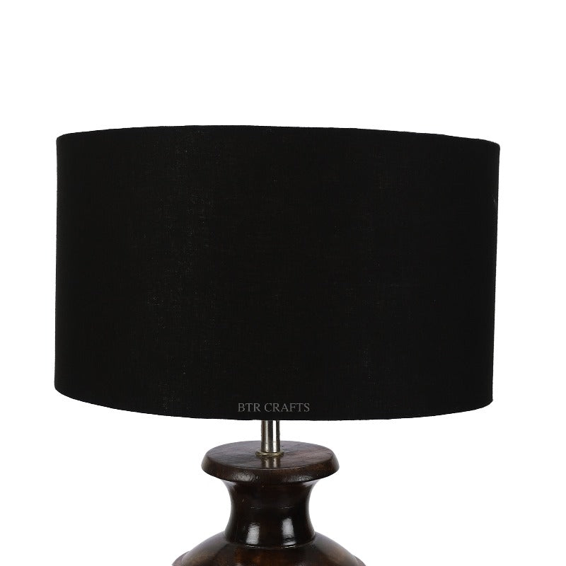 BTR CRAFTS Spotted Wooden Big Matki Table Lamp (Bulb not Included)