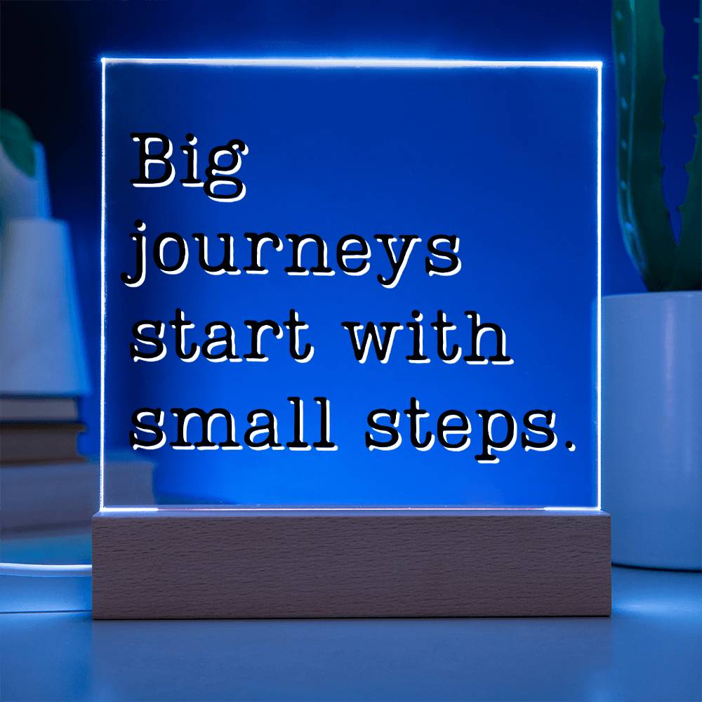 Start With Small Steps - Motivational Acrylic with LED Night Light - Inspirational Home Decor - Perfect Gift