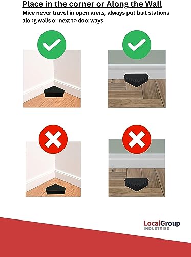 Mouse Bait Station with Keys - Child and Pet Safe Tamper Resistant Corner Unit Mini Rodent Trap Bait Stations - Heavy Duty and Reusable for Home, Indoor Outdoor Use (12 Pack, 3 Key - Black)