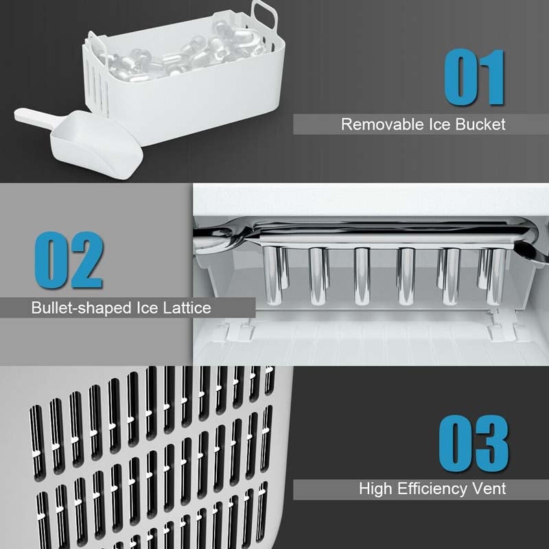 44LBS/24H Portable Ice Maker Countertop with Self-Clean Function