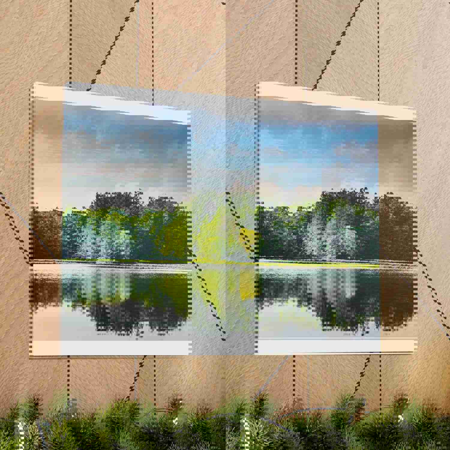 Green Forest Clear Lake Reflection Nature Wilderness Photography Canvas Wall Art