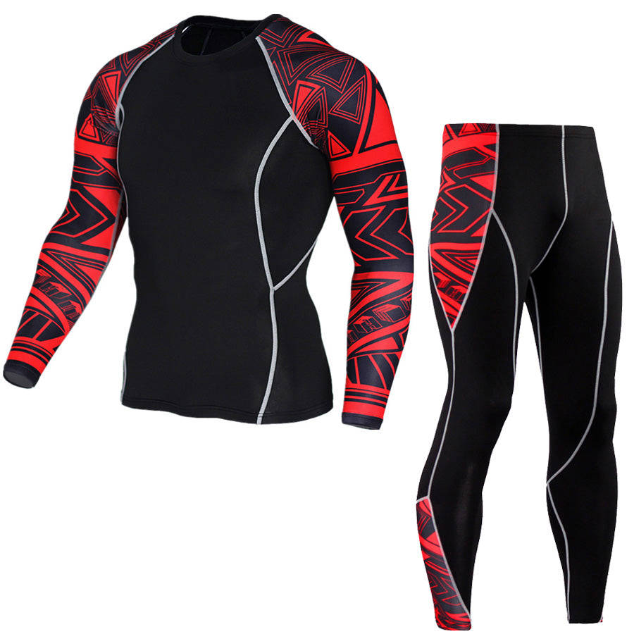 Plus Size 2pcs/set Men's Tracksuit Sport Suit Gym Fitness Compression Clothing