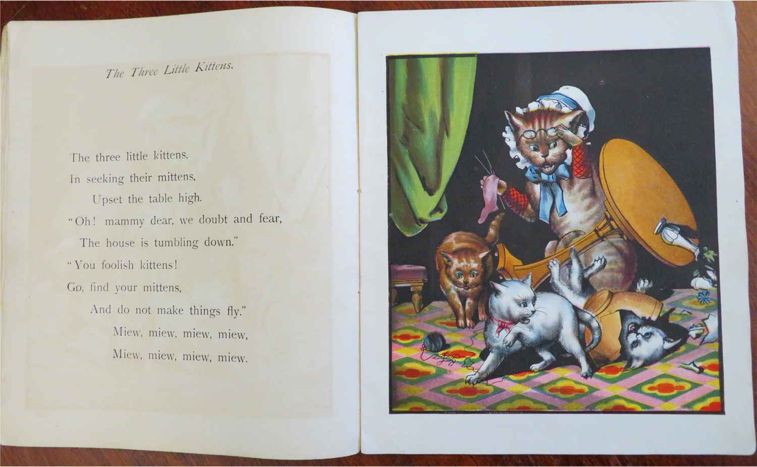 Three Little Kittens c. 1870 McLoughlin Brothers Illustrated Children's Book