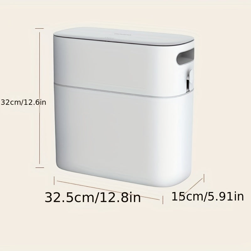 1pc Large Capacity Automatic Packing Trash Can with Lid for Household Toilet