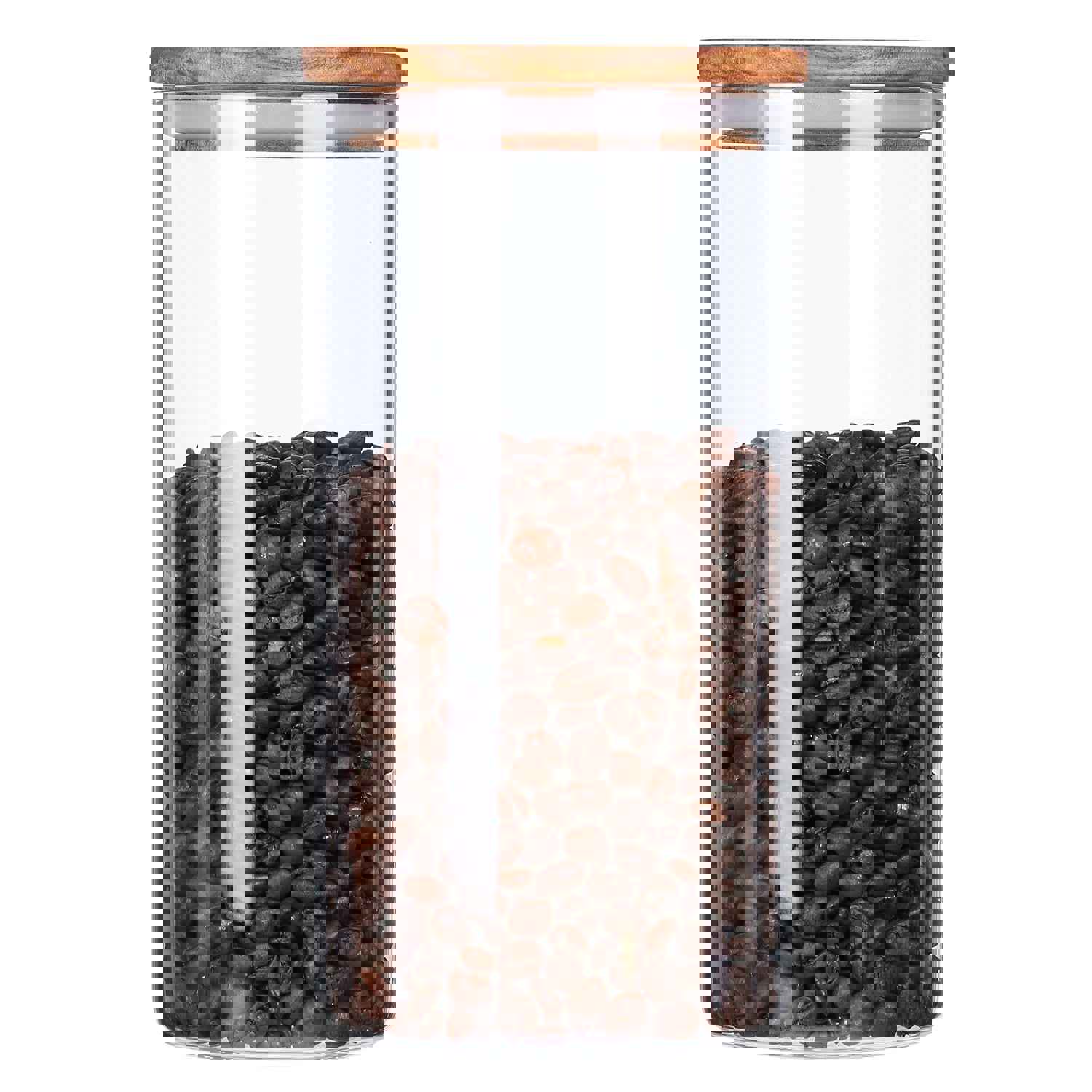 KKC Clear Glass Canisters with Airtight Wood Lids for Food Storage, BPA Free, 39 Floz