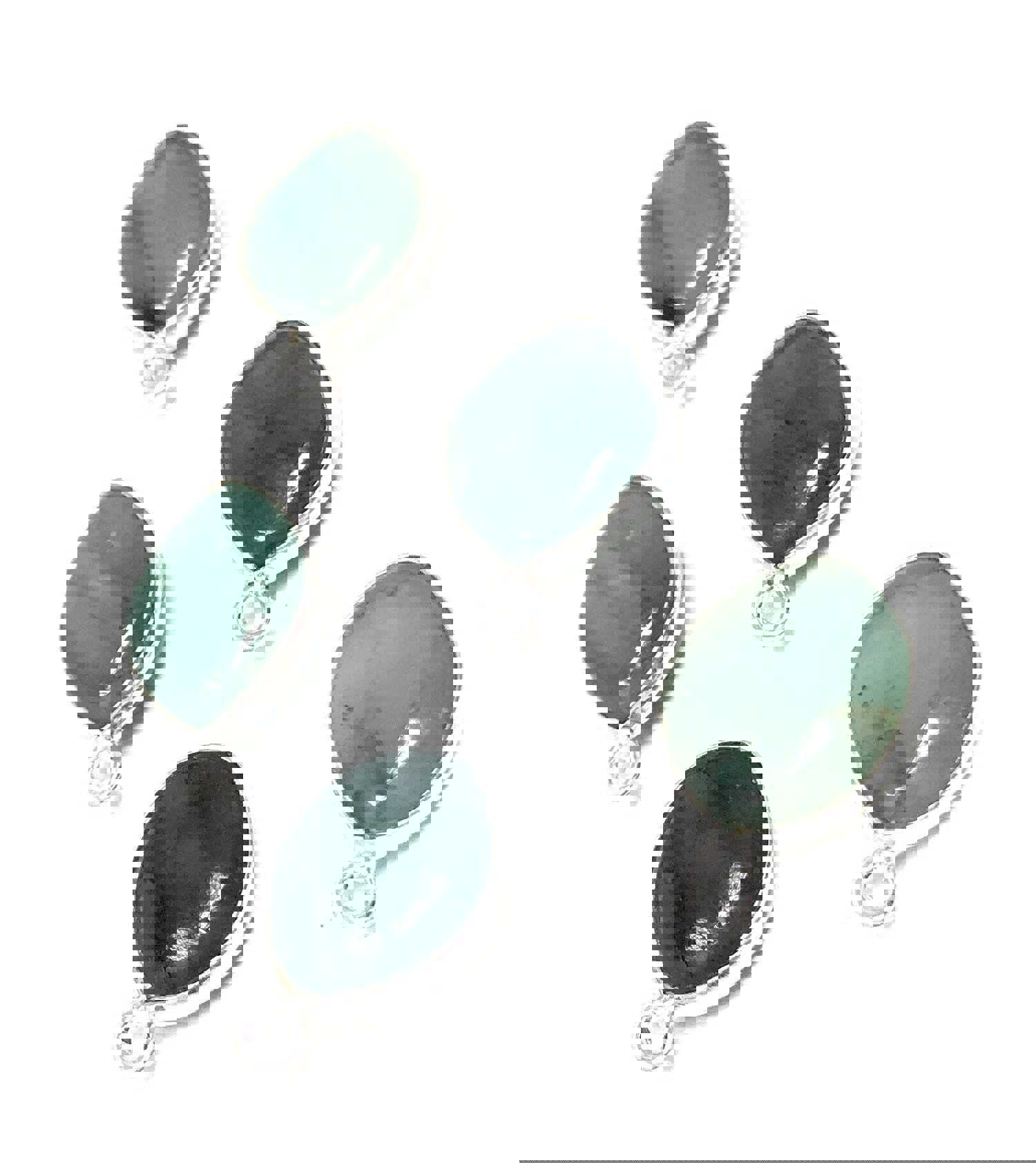5Pcs Sterling Silver Emerald Gemstone Charms for DIY Jewelry Making - May Birthstone