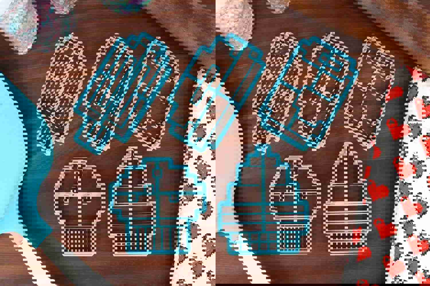 Pixel Foods Set 2 Cookie Cutters - Pixel Cupcake, Pixel Donut, Pixel Muffin, Pixel Popsicle, Pixel Soda