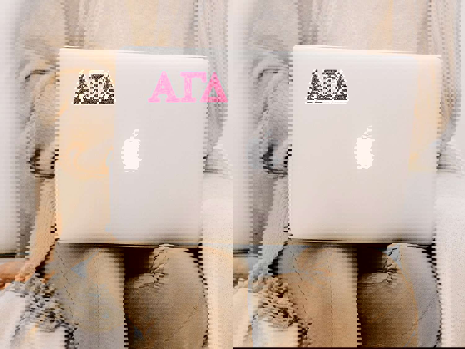 Alpha Gamma Delta Vinyl Sticker - Pink Sequin Sorority Decal