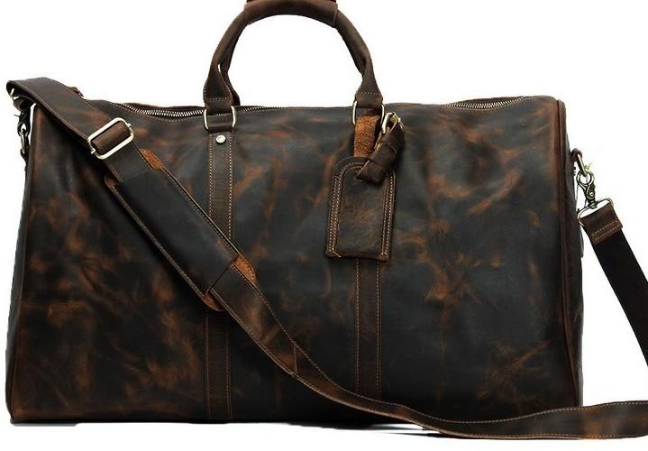 Cool Men's Leather Large Weekender Duffle Travel Bag