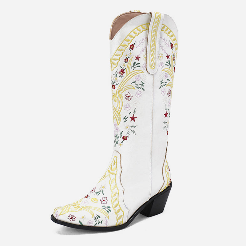 Gardenia Floral Embroidery Boots
