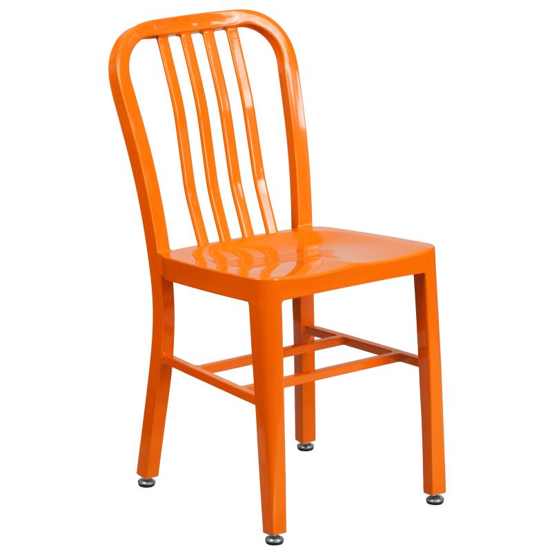 Flash Furniture Thomas Commercial Grade 24 Round Orange Metal Indoor-Outdoor Table Set with 4 Chairs