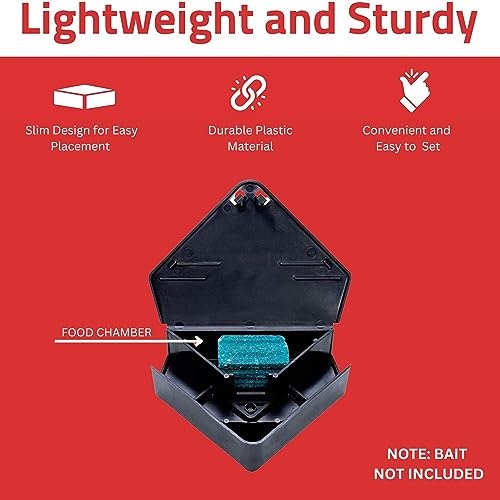 Mouse Bait Station with Keys - Child and Pet Safe Tamper Resistant Corner Unit Mini Rodent Trap Bait Stations - Heavy Duty and Reusable for Home, Indoor Outdoor Use (12 Pack, 3 Key - Black)