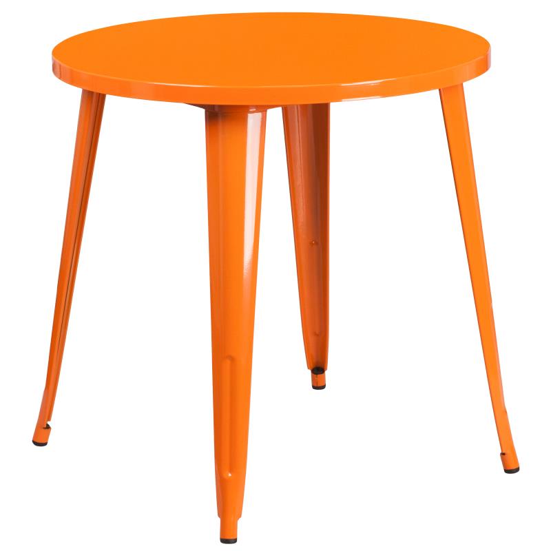 CH-51090-29 Flash Furniture Jeffrey Commercial Grade 30 Round Orange Metal Indoor-Outdoor Table