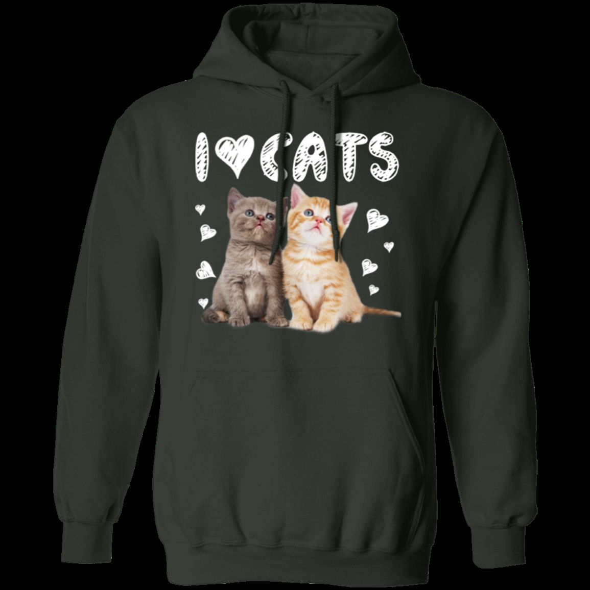 I LOVE CATS LADIES Pullover Hoodie 8 oz