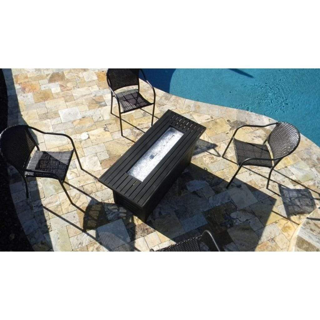 22 Black Mocha Rectangle Fire Pit with Wind Screen - AZ Patio Heaters