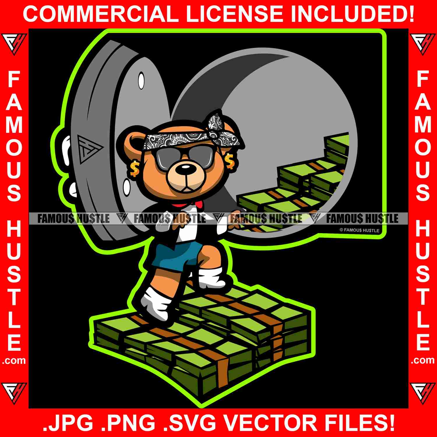 Hustle Gangster Robbery Cash Money Bundle Graphic Design T-Shirt Print Files
