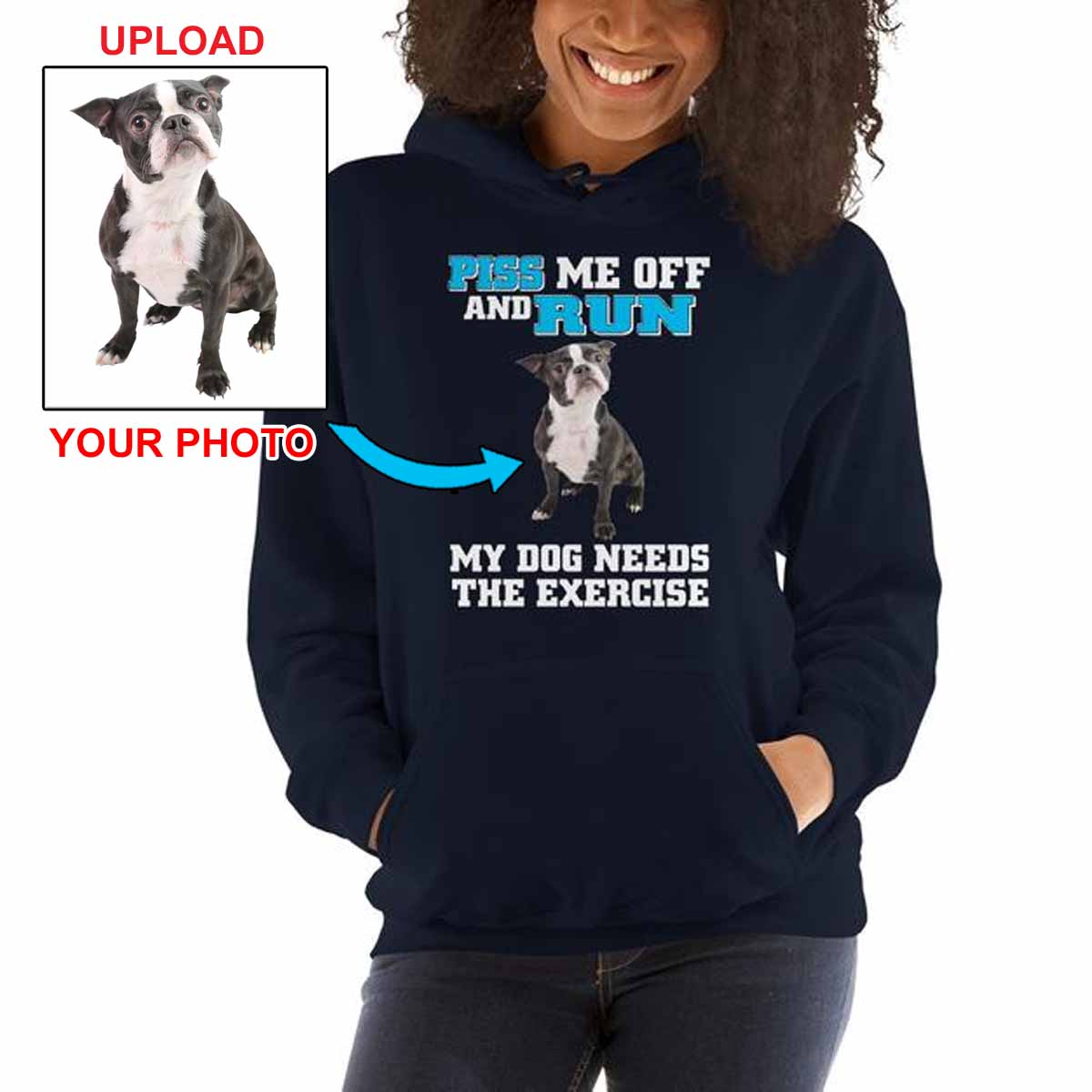 Custom Dog Photo Printed Hoodie - Personalized Pet Apparel